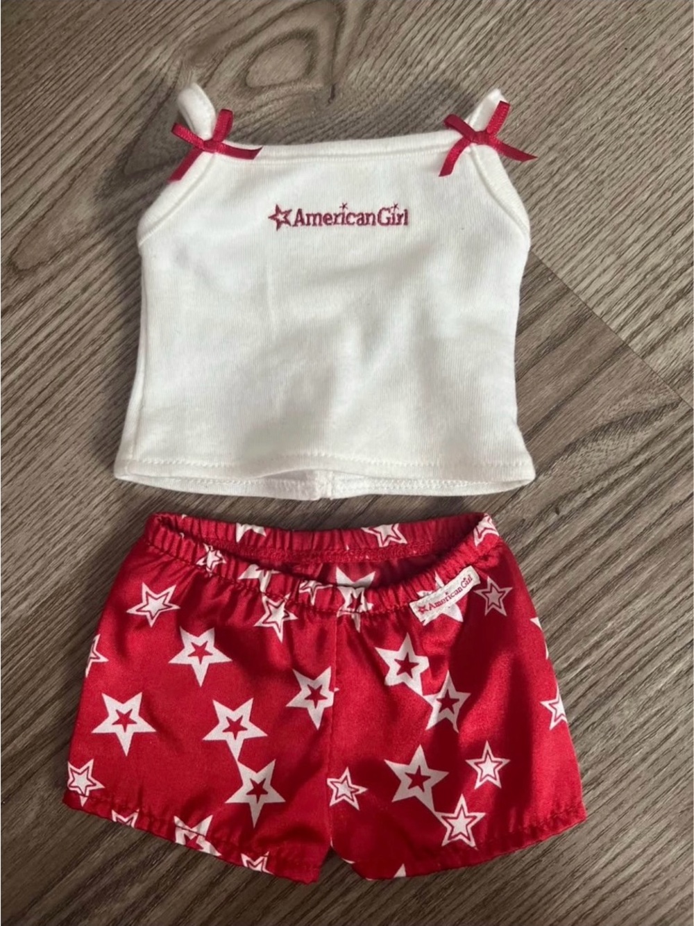 American Girl White Tank Top with Red Star Shorts